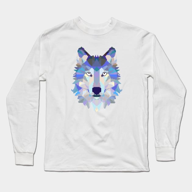 Pixel Wolf Long Sleeve T-Shirt by Wolf_Designs